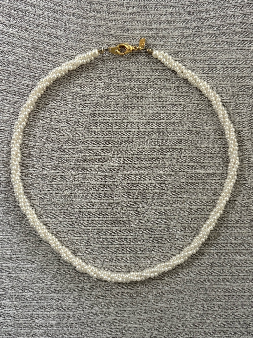 Vintage Lady Remington marked gold tone twisted faux pearl necklace